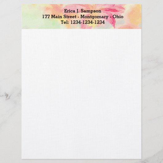  Waterverf Floral Letterhead Briefhoofd (Voorkant)