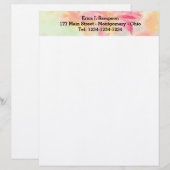  Waterverf Floral Letterhead Briefhoofd (Voorkant / Achterkant)