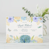 Waterverf floral libel vlinder baby shower kaart (Staand voorkant)