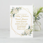Waterverf Floral Lijst Dusty Blue Photo Wedding Kaart (Staand voorkant)
