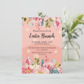 Waterverf Floral Lijst Pasen Brunch Kaart (Staand voorkant)
