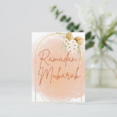 Waterverf Floral Lijst Script Ramadan Mubarak Briefkaart (Staand voorkant)