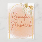 Waterverf Floral Lijst Script Ramadan Mubarak Briefkaart (Voorkant)