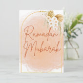 Waterverf Floral Lijst Script Ramadan Mubarak Kaart (Staand voorkant)