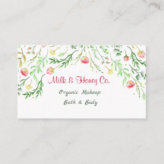 Waterverf Floral Lijst Visitekaartje (Voorkant)