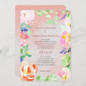 Waterverf Floral Lijst Weddenschap Kaart (Voorkant / Achterkant)