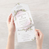 Waterverf Floral Lijst Wedding  All In One Uitnodiging (Afscheurbaar)