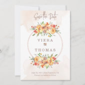 Waterverf Floral Lijst Wedding Save the Date (Voorkant)