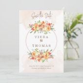 Waterverf Floral Lijst Wedding Save the Date (Staand voorkant)
