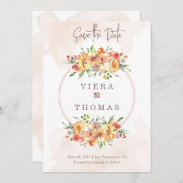 Waterverf Floral Lijst Wedding Save the Date