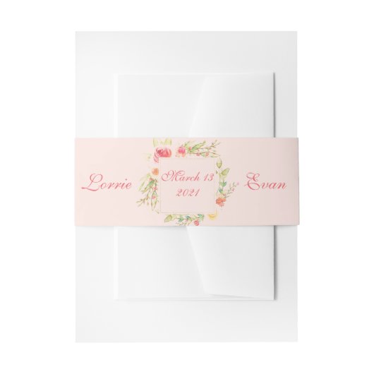 Waterverf Floral Lijst Wedding Uitnodigingen Wikkel (Voorkant Voorbeeld)