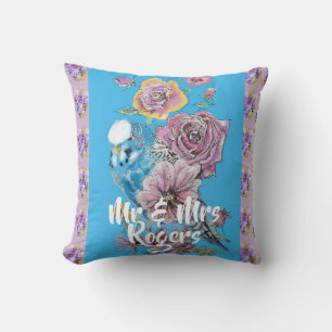 Waterverf floral lila Pas getrouwd Cushion Kussen