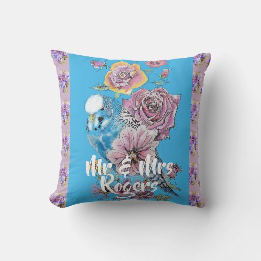 Waterverf floral lila Pas getrouwd Cushion Kussen (Voorkant)