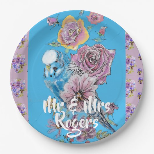 Waterverf floral lila Wedding Paper Bord (Voorkant)