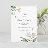 Waterverf Floral Lily bruiloft Kaart (Staand voorkant)