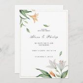 Waterverf Floral Lily bruiloft Kaart (Voorkant / Achterkant)