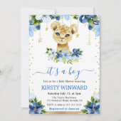 Waterverf Floral Lion Cub Boy Baby shower Kaart (Voorkant)