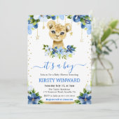 Waterverf Floral Lion Cub Boy Baby shower Kaart (Staand voorkant)