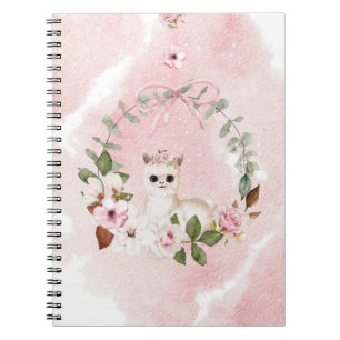 Waterverf Floral Llama Animal Cute Pink Girly Notitieboek
