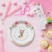Waterverf Floral Llama Genderneutraal Baby shower Papieren Bordje (Feest)