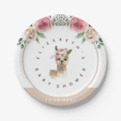 Waterverf Floral Llama Genderneutraal Baby shower Papieren Bordje (Voorkant)