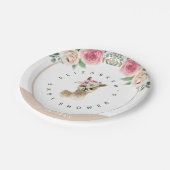 Waterverf Floral Llama Genderneutraal Baby shower Papieren Bordje (Gekanteld)