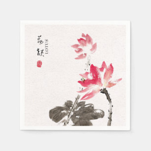 Waterverf Floral Lotus Napk Servet