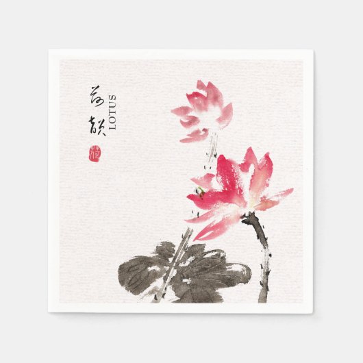 Waterverf Floral Lotus Napk Servet (Voorkant)