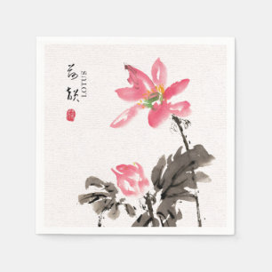 Waterverf Floral Lotus Napk Servet