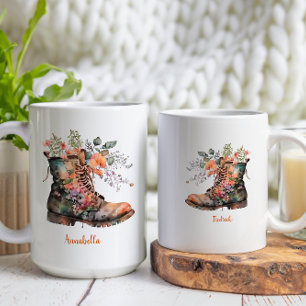 Waterverf Floral Love Boots met Flowers Koffiemok