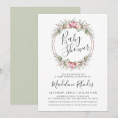 Waterverf Floral Lush Baby shower Kaart (Voorkant / Achterkant)