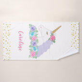 Waterverf Floral Magical Unicorn Badhanddoek (Badhanddoek)