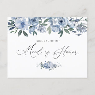 waterverf floral Maid of honour voorstel kaart