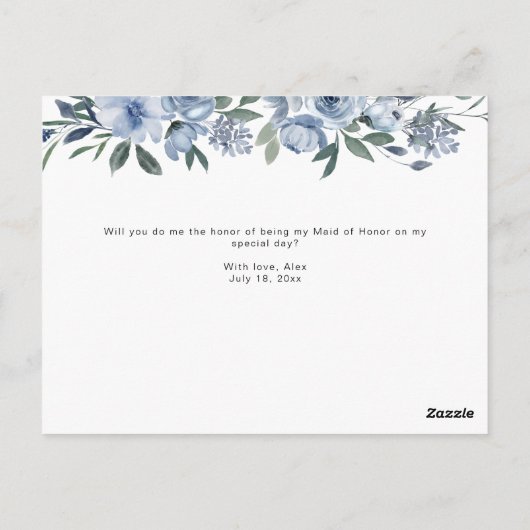 waterverf floral Maid of honour voorstel kaart (Achterkant)