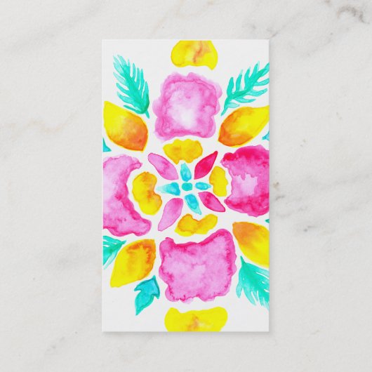 Waterverf floral mandala yoga instructeur visitekaartje (Achterkant)