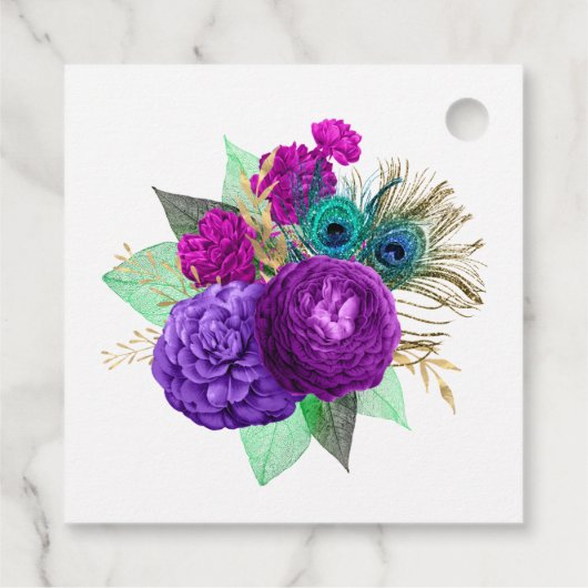 Waterverf Floral Mardi Gras Quinceañera Bedankjes Labels (Achterkant)