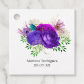 Waterverf Floral Mardi Gras Quinceañera Bedankjes Labels (Voorkant)