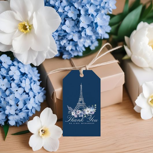 Waterverf Floral marinevrouw  Eiffel Cadeaulabel