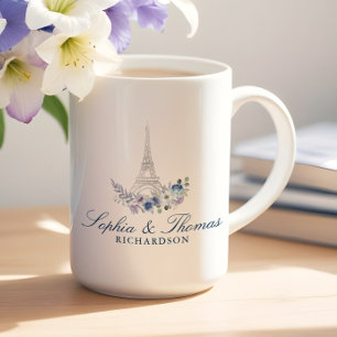 Waterverf Floral marinevrouw  Eiffel Koffiemok