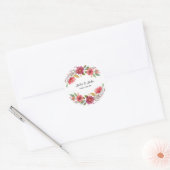 Waterverf Floral Marsala en Dusty Pink Classic Ronde Sticker (Envelop)