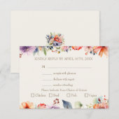 Waterverf Floral Meal Choice Wedding RSVP Kaartje (Voorkant / Achterkant)