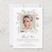 Waterverf Floral Memorial Foto Bedankkaart (Voorkant)