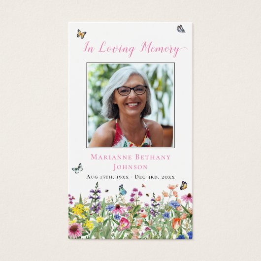 Waterverf Floral Memorial Funeral Prayer Kaart (Voorkant)