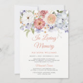 Waterverf Floral Memorial Service Uitnodigen Kaart (Voorkant)