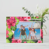 Waterverf Floral Merry-kerstfoto Feestdagenkaart (Staand voorkant)
