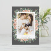 waterverf floral merry kerstkaart (Staand voorkant)