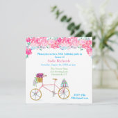 Waterverf Floral met fiets Kaart (Staand voorkant)