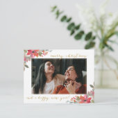 Waterverf Floral met Kerstmis Briefkaart (Staand voorkant)