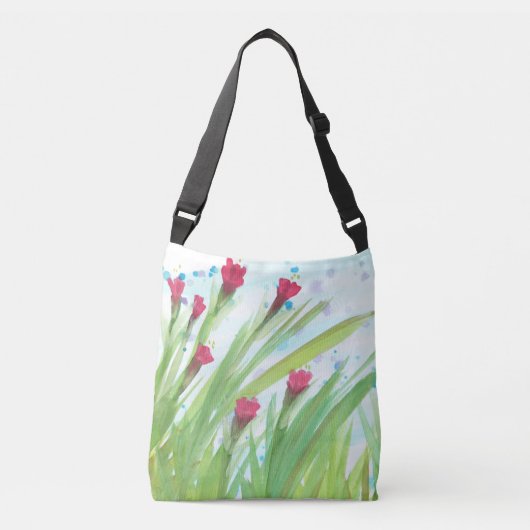 Waterverf Floral met Reds Crossbody Tas (Voorkant)