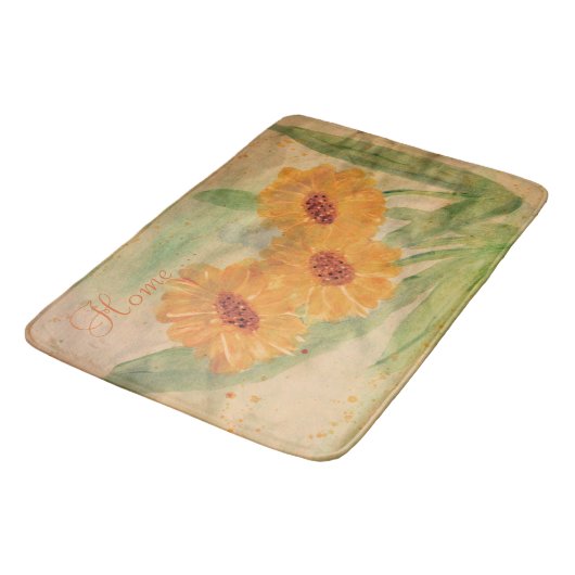 Waterverf Floral met Taupe Badmat (Gekanteld)